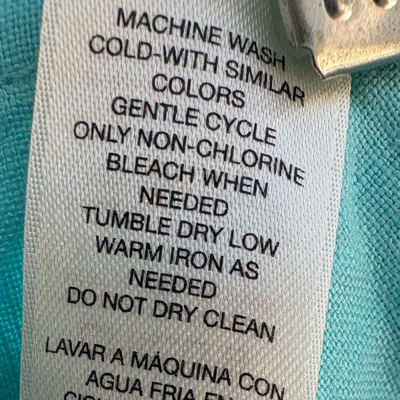 Chico’s Turquoise 100% Linen Wide Leg Flat Front Four Pocket Pants Size Large - Picture 7 of 9
